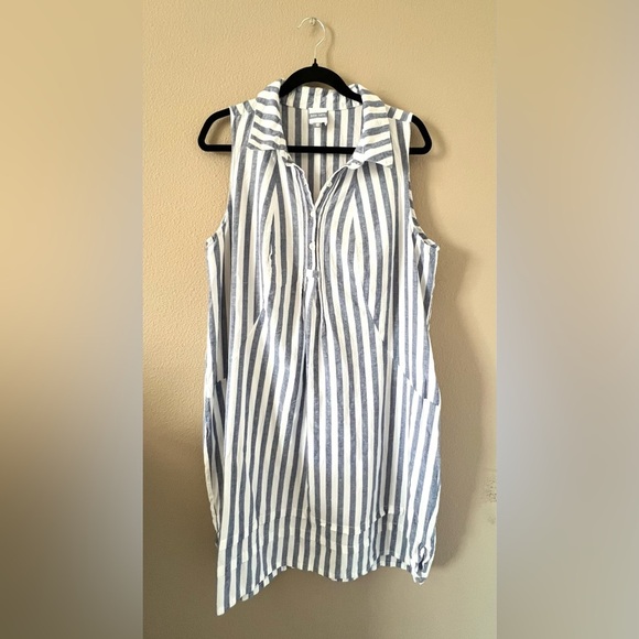 Meri Skye Dresses & Skirts - Meri Skye Linen Blend Striped Shirt Dress